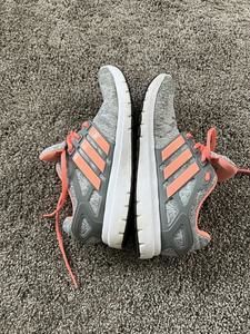 Women’s Adidas Cloudfoam, Grey and Coral, Size 9